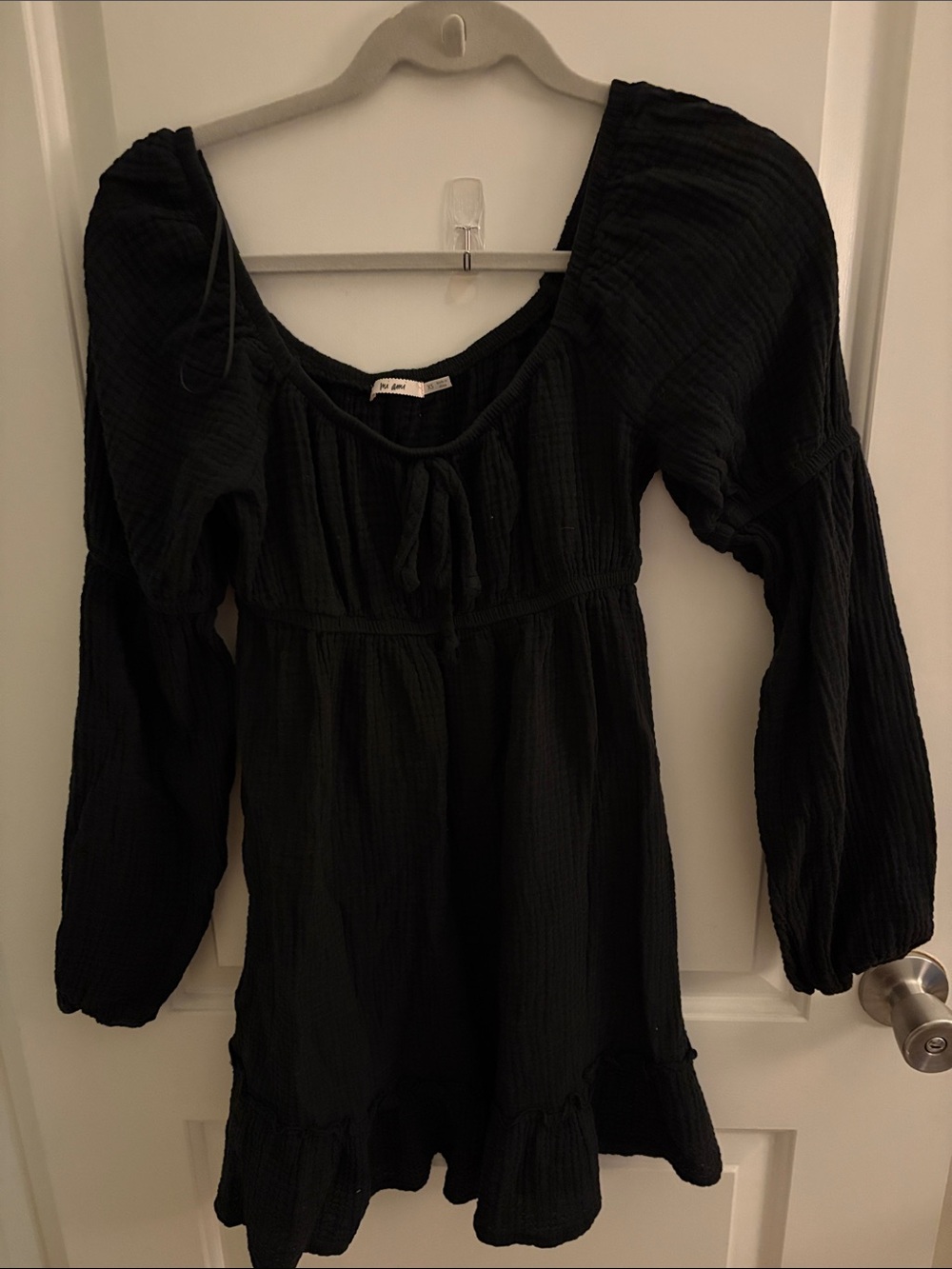 miami Black Long Sleeve Smocked Mini Dress